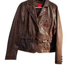 VINTAGE ESPRIT BROWN LEATHER WOMANS JACKET COAT SIZE 12